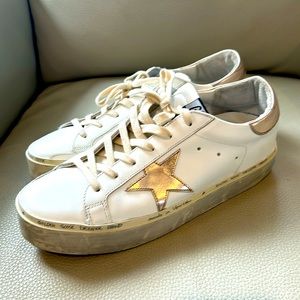 Golden Goose Hi Star white and rose gold sneaker